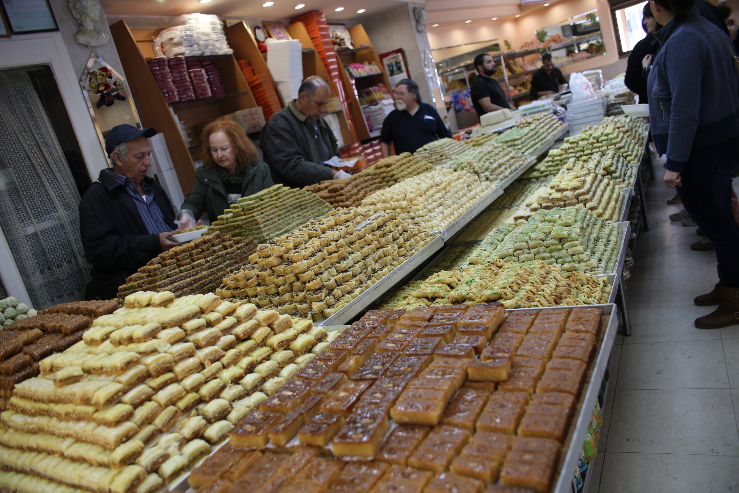 Middle Eastern pastries in Wadi Nisnas, Haifa