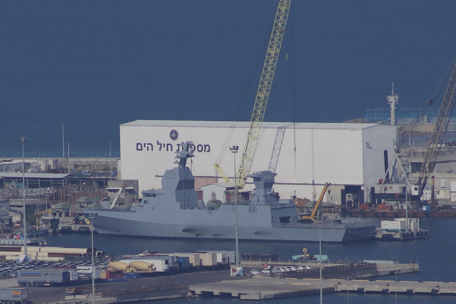 Sa’ar 6-class corvette anchored in the Haifa Port