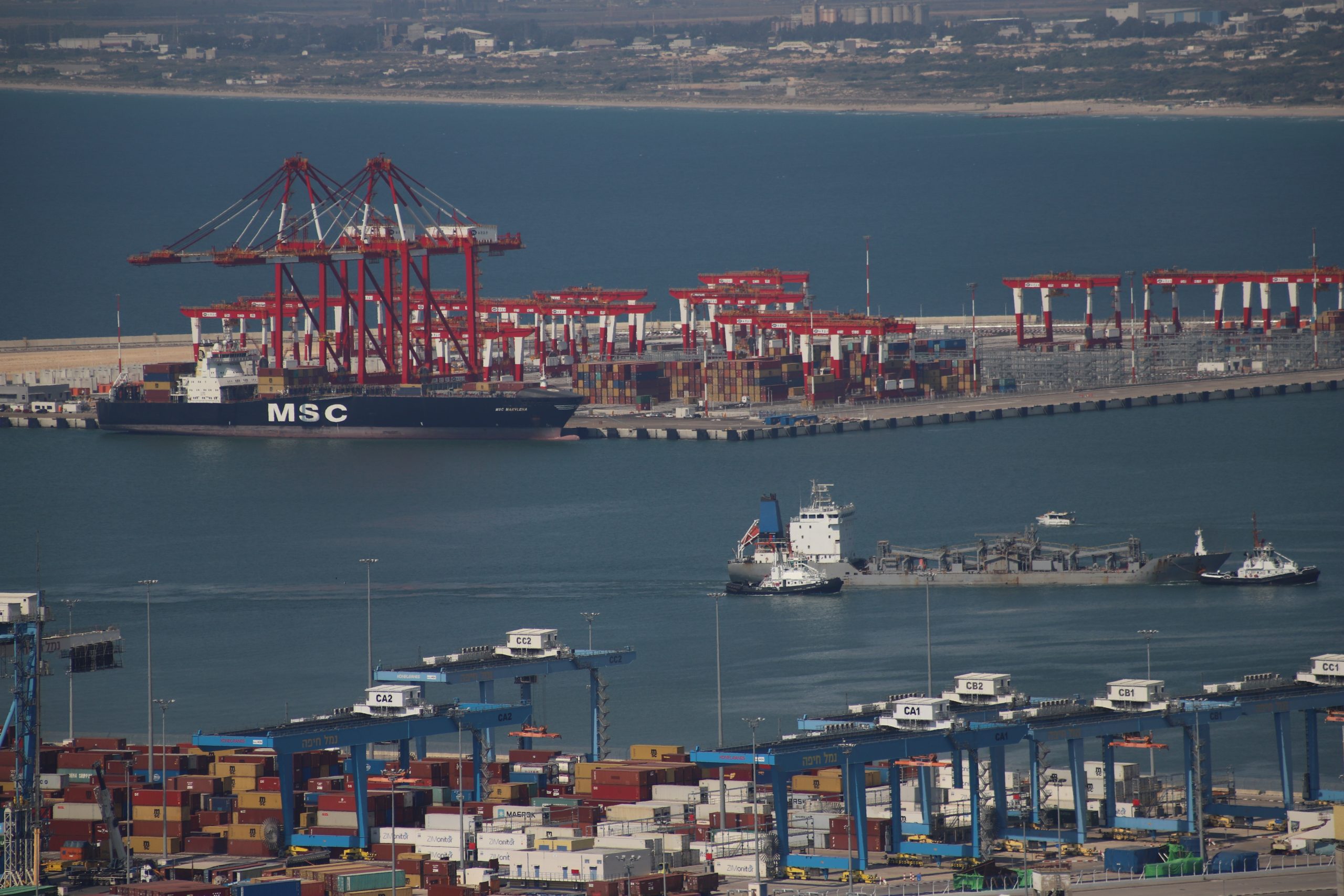 MSC Marylena is the first ship loaded in a new Bay Port in Haifa