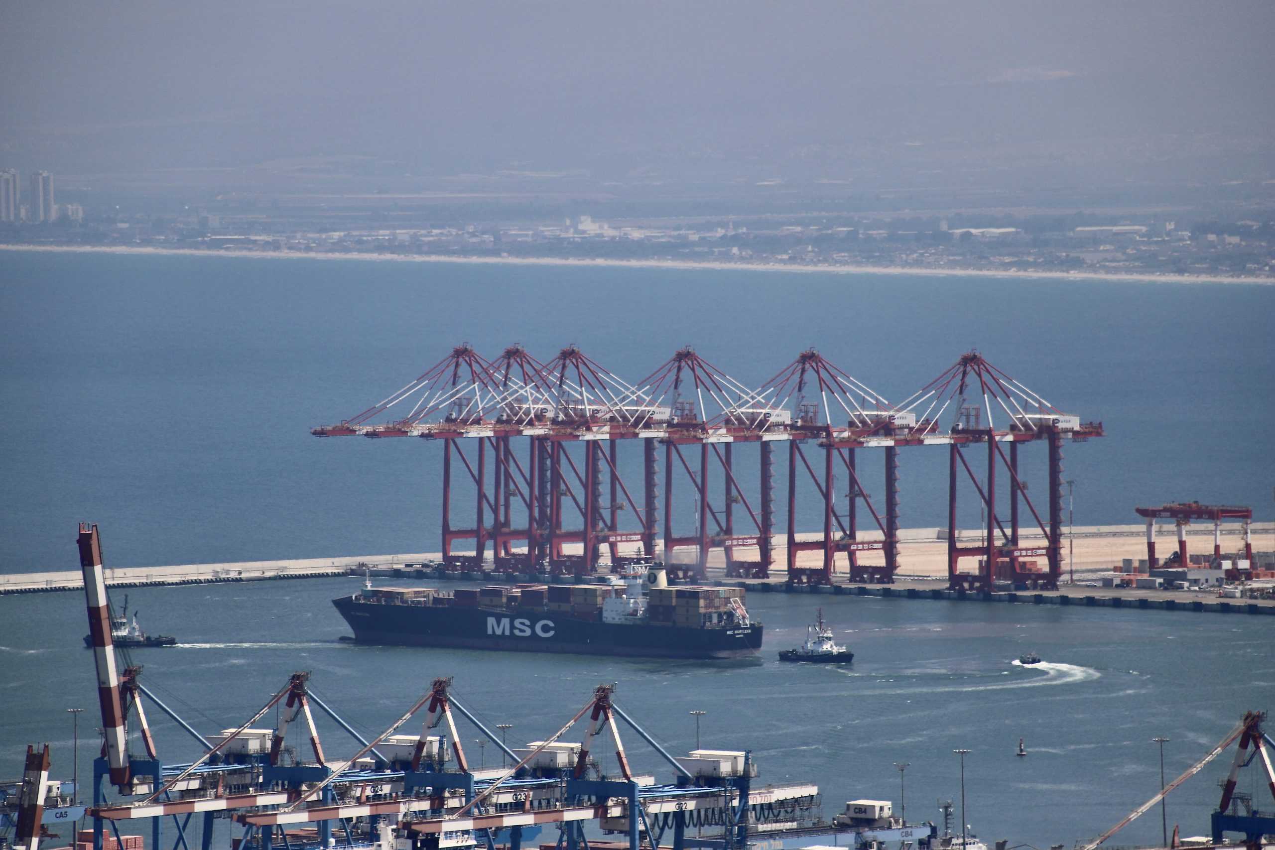 MSC Marylena, the first ship processed in a new Bay Port in Haifa, leaves to Turkey