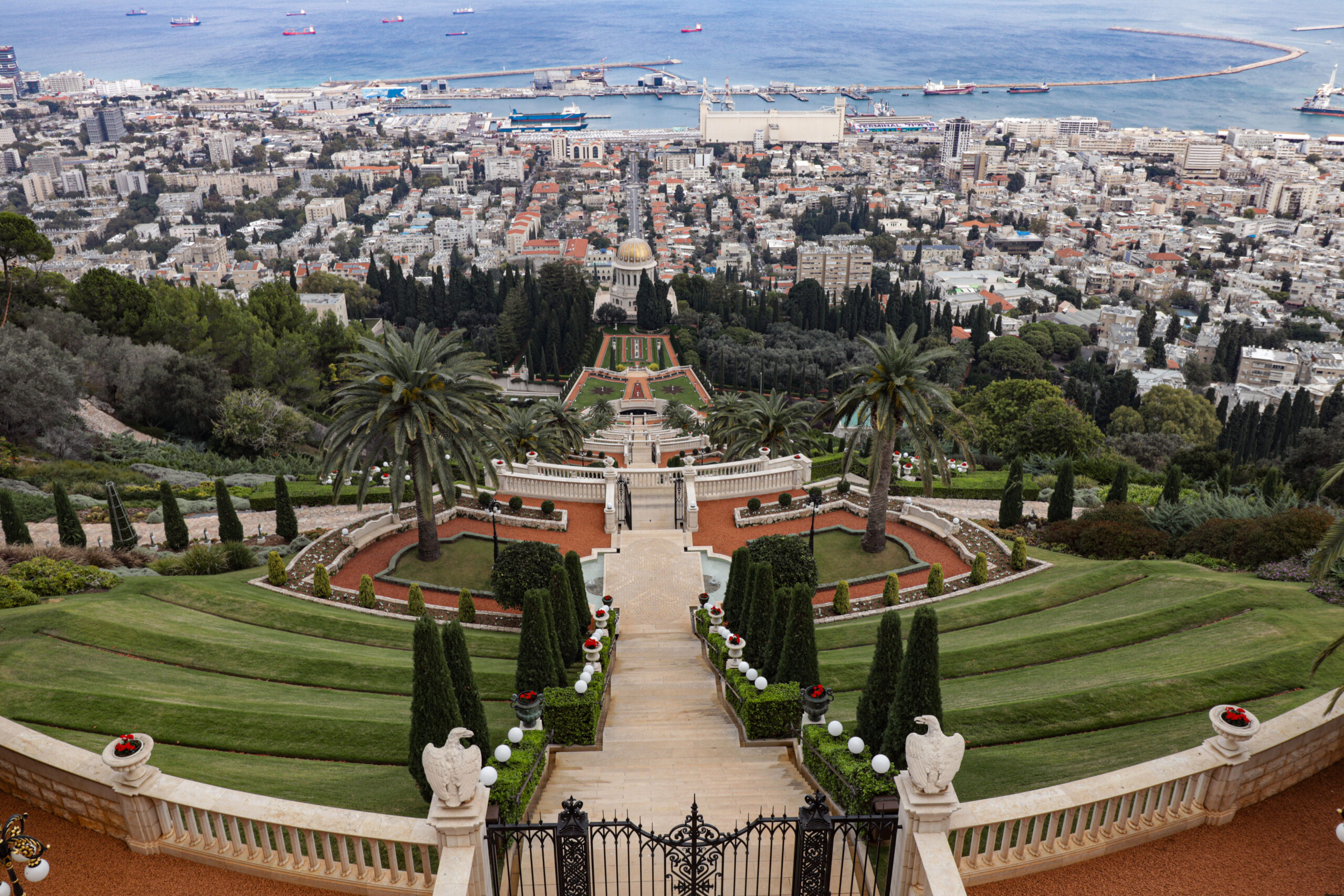 The view from the Bahá’í Gardens in Haifa